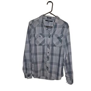 Gray Plaid Button-Up Shirt